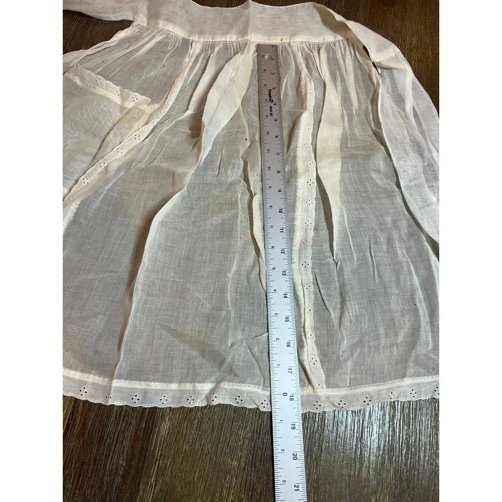 Vintage White Cotton Eyelet Lace Half Apron Pocket Victorian Style Cottagecore